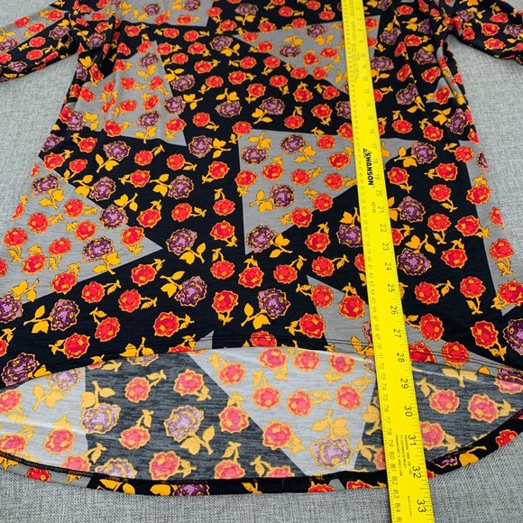 LuLaRoe Irma Floral Tunic Top Size XS Relaxed Fit Black Red Purple Mustard Gray - Picture 5 of 11